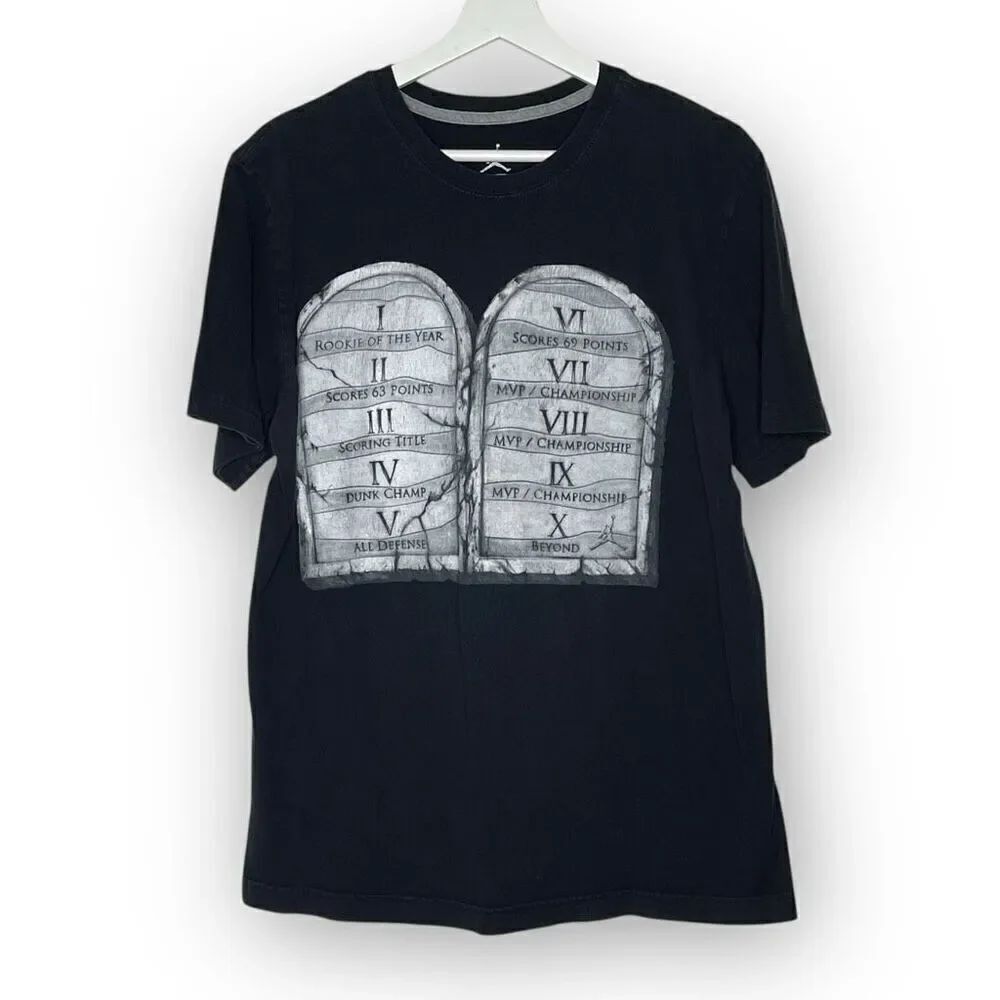Michael Jordan Nike Air AJX 10 Commandments Tablet Tee Shirt Black Men's Large